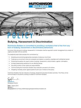 Bullying, Harassment & Discrimination Policy